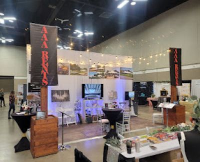 A decorated trade show booth for 